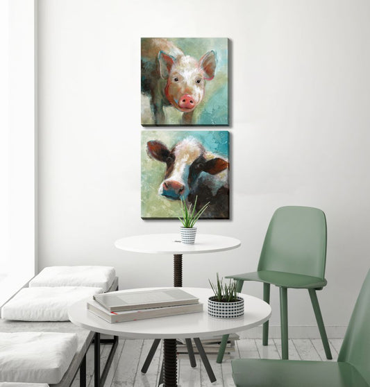 Colourful Quirky Cow Canvas