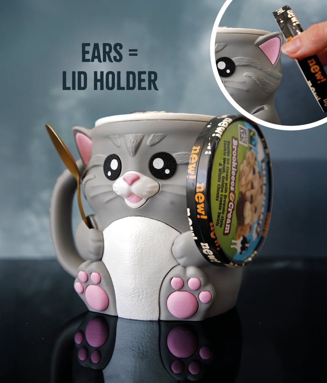 Highland Cow, Cat & Penguin Ice Cream Cup