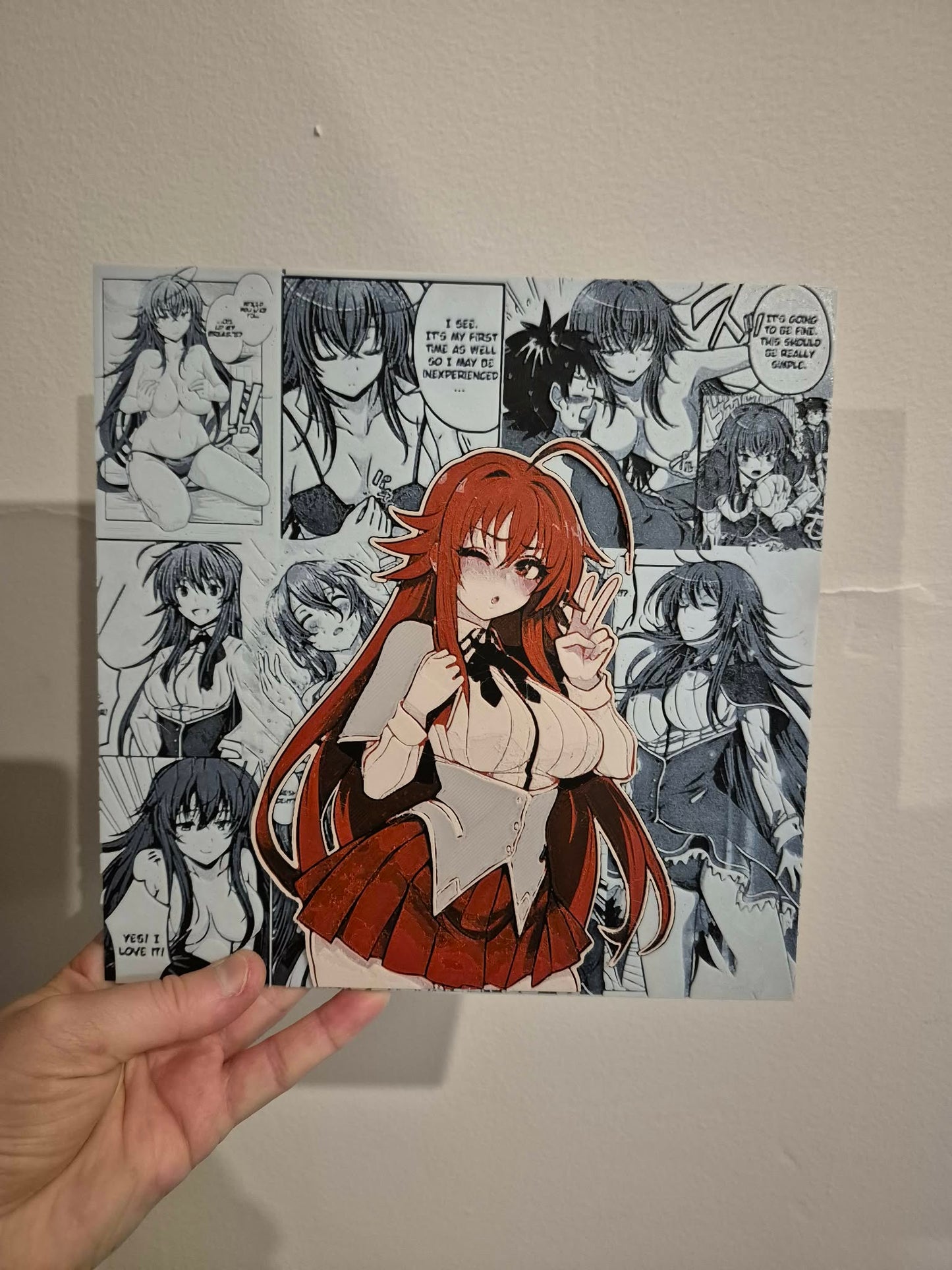 Rias Manga Art Plate (Red, Black and White)