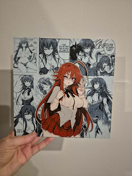 Rias Manga Art Plate (Red, Black and White)