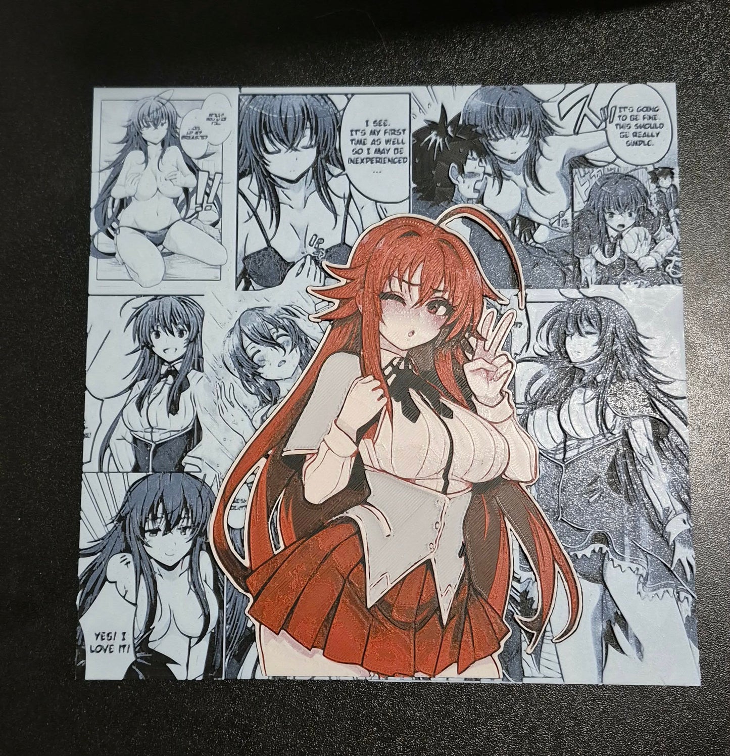 Rias Manga Art Plate (Red, Black and White)