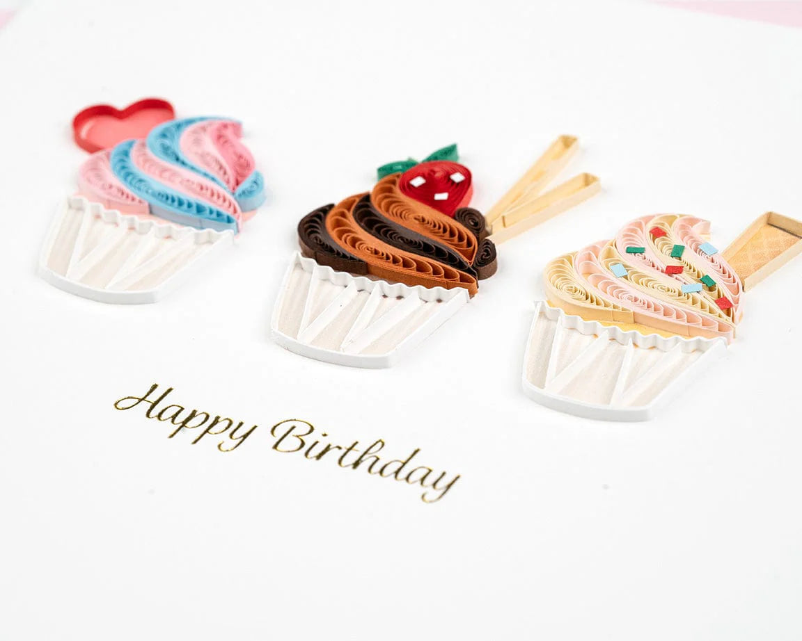 Birthday Cupcakes Quilling Card