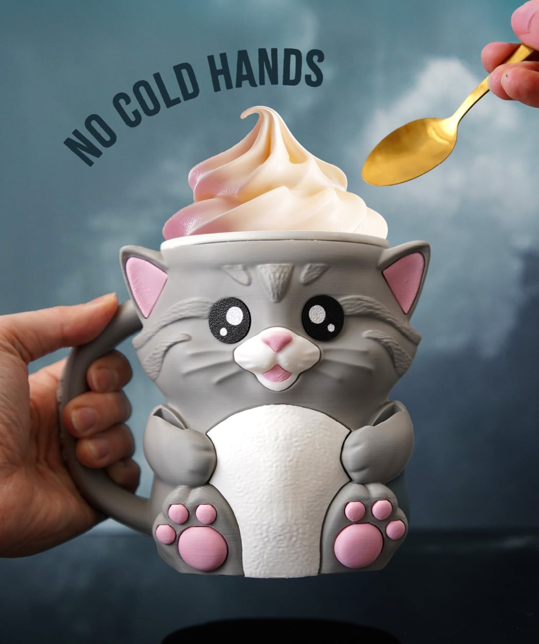 Highland Cow, Cat & Penguin Ice Cream Cup