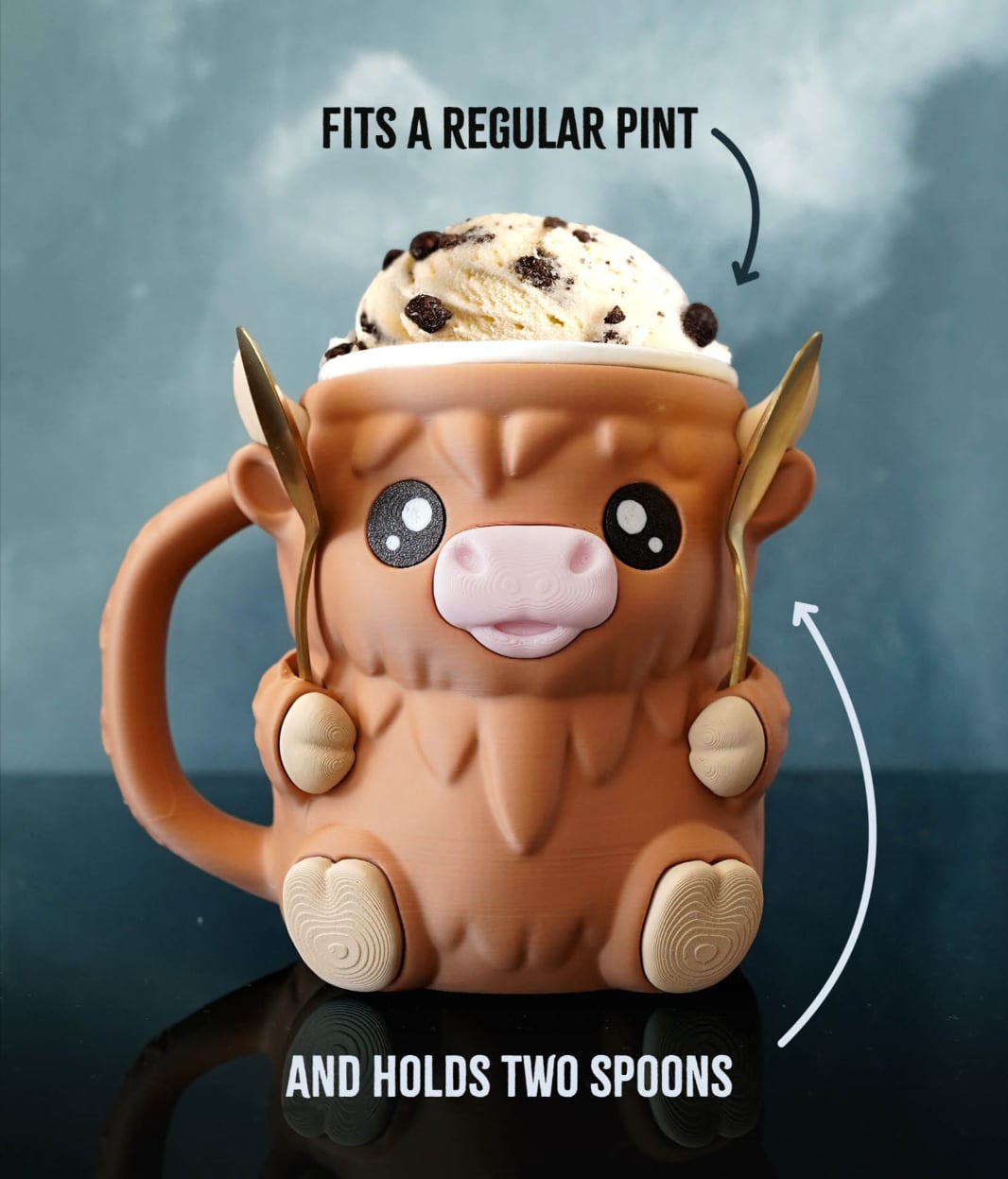 Highland Cow, Cat & Penguin Ice Cream Cup